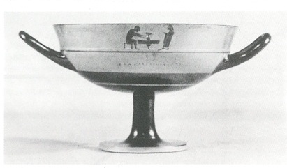 Attic kylix, potter turning a kylix on the wheel, around 550 BC, Karlsruhe